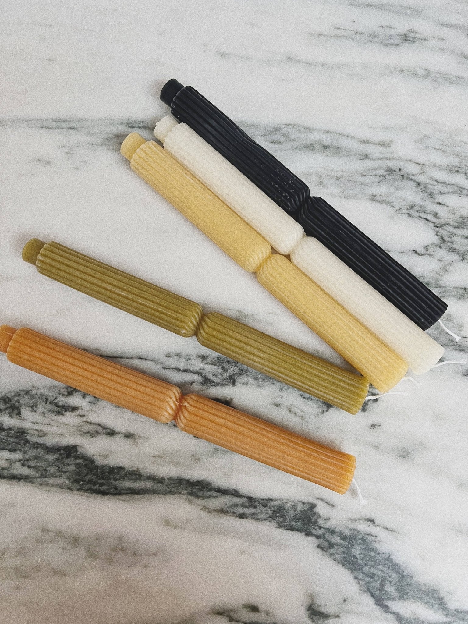 Fluted Chunky Taper Candles in Rust - HER Home Design Boutique